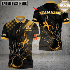 Maxcorners Flame Fire Bowling Multicolor Customized Name, Team Name 3D Shirts