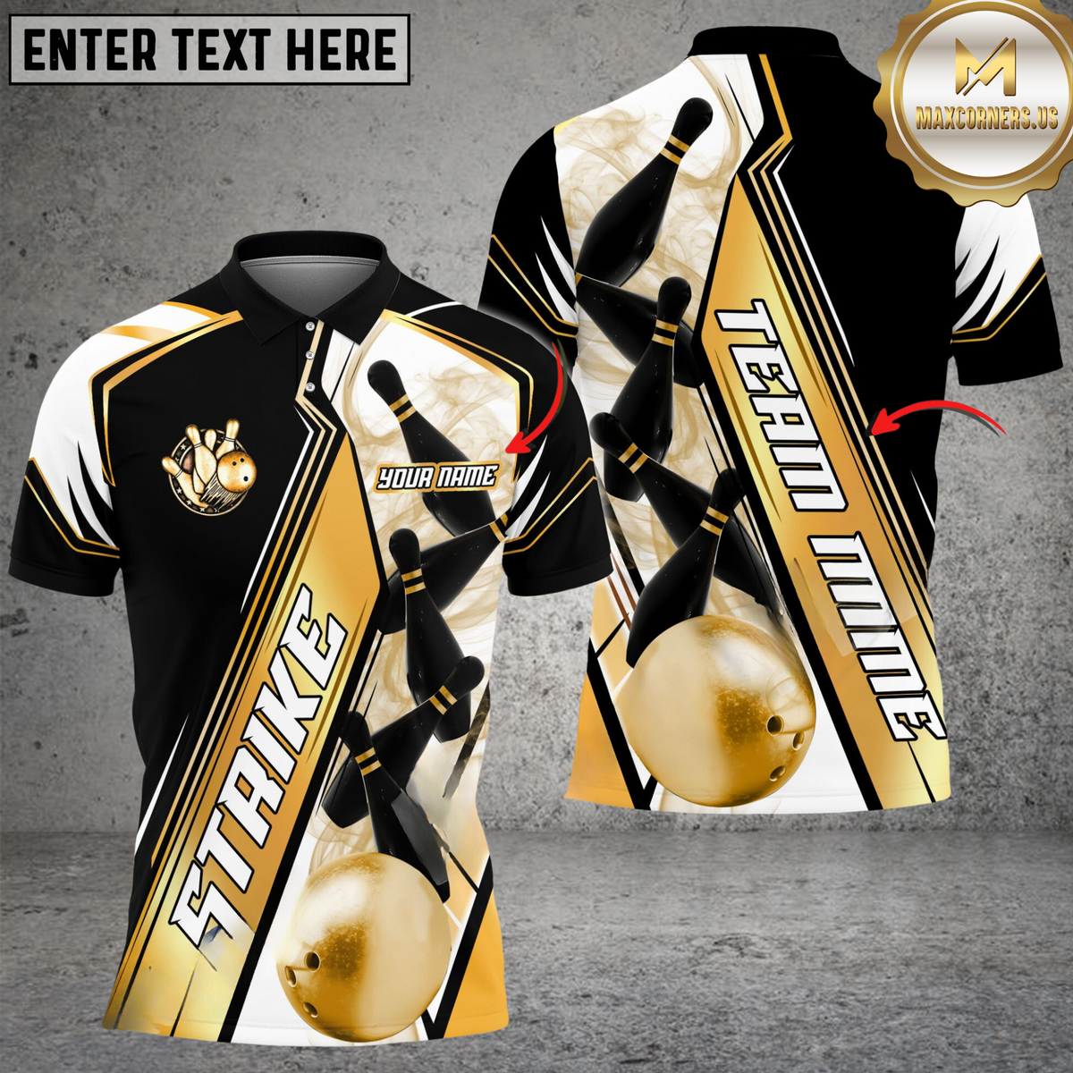 Maxcorners Strike On Bowling Jersey Multicolor Options Personalized Name, Team Name 3D Shirt