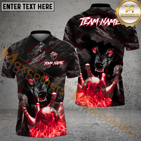 Maxcorners Werewolf Crack Flame Bowling Jersey Multicolor Option Customized Name, Team Name 3D Shirt