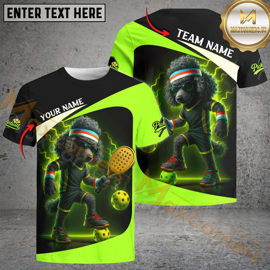 Maxcorners Pickleball Electric Poodle Power Customized Name & Team Name 3D Shirts