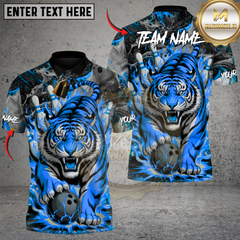 Maxcorners Bowling Blaze Tiger Multicolor Customized Name, Team Name 3D Shirts