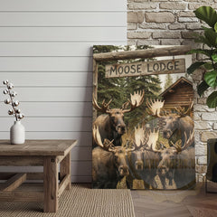 Maxcorners Moose Canvas Lodge Group Family Portrait Canvas Wall Art