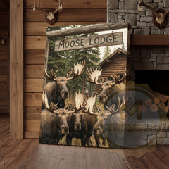 Maxcorners Moose Canvas Lodge Group Family Portrait Canvas Wall Art
