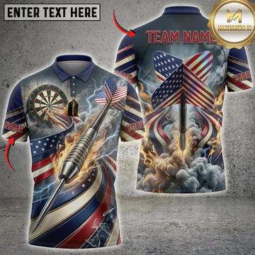 Maxcorners Darts American Flag Golden Darts And Explosive Bullseye Personalized Name 3D Unisex Shirt