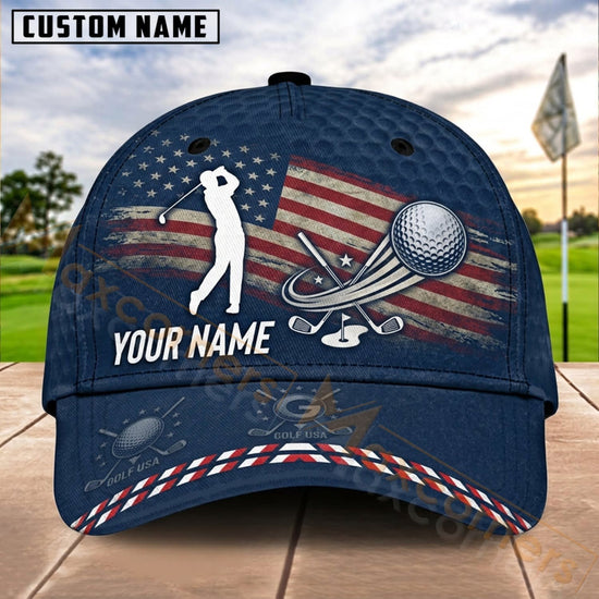 Maxcorners Golf USA Golfer Ball Flag Personalized Name 3D Cap