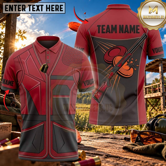 Maxcorners Clay Shooting Modern Line Shotgun Target Multicolor Customized Name Team Name 3D Shirts (4 Colors)