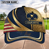 Maxcorners Golf Patriotic Gold Emblem Personalized Name 3D Cap (7 Colors)