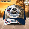 Maxcorners Dog Hunting And Duck Navy Blue White Camo American Flag Wave Personalized Name 3D Cap