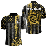 Maxcorners Custom Gold Grunge US Flag Patriotic Darts Shirt For Men, Retro Darts Board Darts Team Jerseys  LM0705