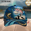 Maxcorners Fishing Ocean Patch Personalized Name 3D Cap