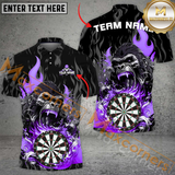 Maxcorners Custom Darts Team Jersey, Fierce Gorilla with Flaming Dartboard Personalization Name And Team Name