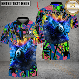 Maxcorners Billiard 8-Ball Pool Graffiti  Explosion Paint Multicolor Option Customized Name, Team Name 3D Polo Shirt