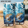 Maxcorners Fishing Tumbler Blue Marble Fluid Art Design Personalized Name Tumbler (13 Species)