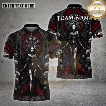 Maxcorners Darts Gothic Vampire Queen Red Black Dartboard Multiple Personalized Name, Team Name 3D Shirt