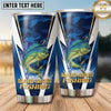 Maxcorners Fishing Tumbler Navy White Angular Chevron Design Personalized Name Tumbler (13 Species)