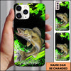 Maxcorners Fishing Neon Green Splash Personalized Name 3D Phone Case  (13 Fish Species)