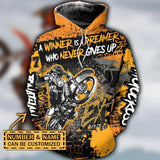 Maxcorners Motocross Winner Is Dreamer ( Yellow ) Customize Name And Number 3D Shirts