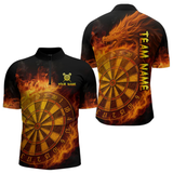 Maxcorners Personalized 3D Orange Dartboard Dragon Flame Dart Shirts For Men Custom Darts Team Jerseys LM2404
