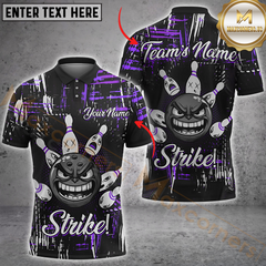 Maxcorners Bowling Strike Master Multicolor Customized Name, Team Name 3D Shirts
