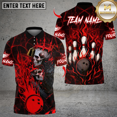 Maxcorners Bowling King And Queen Skull Multicolor Customized Name, Team Name 3D Shirts