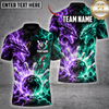 Maxcorners Bowling Fire Dragon & Lightning Burst Graphic Multicolor Customized Name, Team Name 3D Shirts