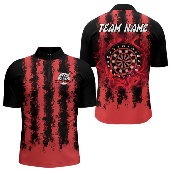 Maxcorners Red Flames Arround Dartboards Custom Dart Shirt For Men, Dart Team Jerseys LM105