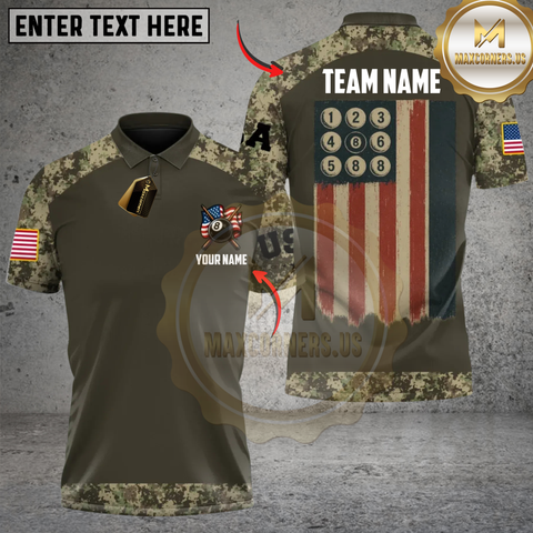 Maxcorners Patriot Aim Billiards Personalized Name 3D Unisex Shirt