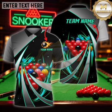Maxcorners Billiards Gear Diagonal Action Break Art Multicolor Customized Name 3D Shirt