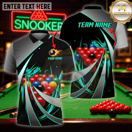 Maxcorners Billiards Gear Diagonal Action Break Art Multicolor Customized Name 3D Shirt
