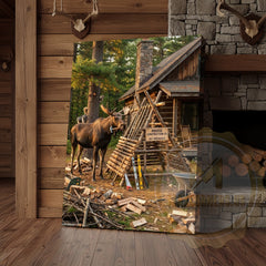 Maxcorners Moose Canvas Construction Site Funny Builder Canvas Wall Art