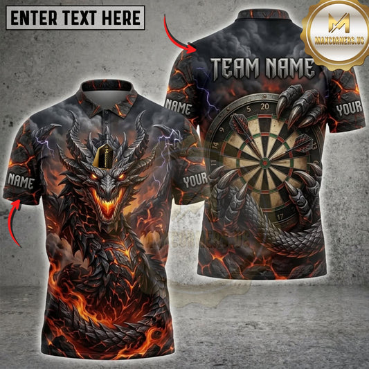 Maxcorners Darts Purple Thunder Dragon Lightning Dartboard Multicolor Customized Name, Team Name 3D Shirts ( 4 Colors )