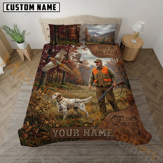 Maxcorners Pheasant Hunting Rustic Cabin Scene Bedding Set 3D Print Custom Name