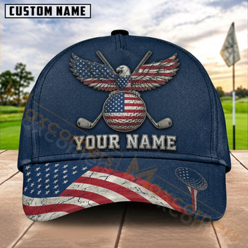 Maxcorners Golf USA Eagle Ball Personalized Name 3D Cap