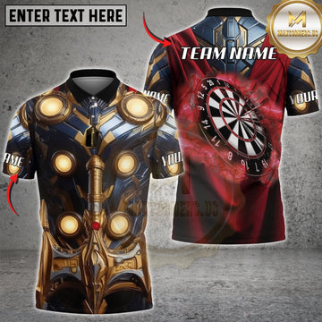 Maxcorners Darts Black Gold Mechanical Armor Monochrome Dartboard Personalized Name 3D Unisex Shirt