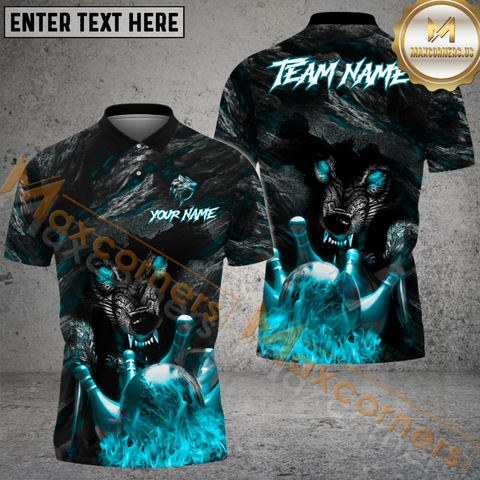 Maxcorners Werewolf Crack Flame Bowling Jersey Multicolor Option Customized Name, Team Name 3D Shirt