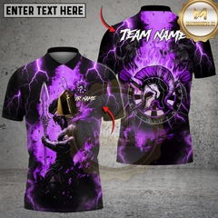 Maxcorners Darts Spartan Lightning Flame Personalized Name, Team Name Shirt (4 Colors)
