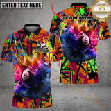 Maxcorners Billiard 8-Ball Pool Graffiti  Explosion Paint Multicolor Option Customized Name, Team Name 3D Polo Shirt