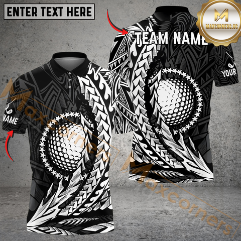 Maxcorners Tribal Swing Golf Polo Shirt, Custom Name & Team Name 3D Shirts
