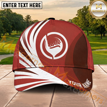 Maxcorners Golf Red Swirl Design Personalized Cap