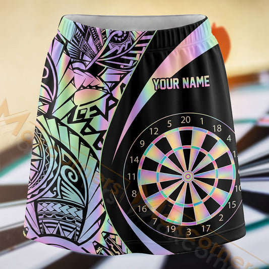Maxcorners Darts Multicolor Tribal Dartboard Personalized 3D Skort, Skirts With Shorts