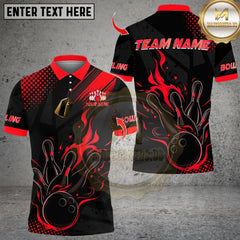 Maxcorners Flame Fire Bowling Multicolor Customized Name, Team Name 3D Shirts