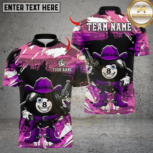 Maxcorners Funny Cowboy Billiards 8 Ball Design Multicolor Customized Name, Team Name 3D Shirts