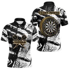 Maxcorners Dartboards Grunge Style Custom Yellow Wheel Dart Shirts For Men, Dart Jerseys LM054