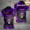 Maxcorners Billiards Gorilla 8Ball Fury Custom Name, Team Name 3D Shirt