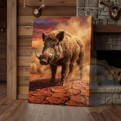 Maxcorners Wild Boar Canvas Desert Sunset Dramatic Scene Canvas Wall Art