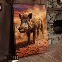 Maxcorners Wild Boar Canvas Desert Sunset Dramatic Scene Canvas Wall Art