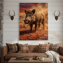 Maxcorners Wild Boar Canvas Desert Sunset Dramatic Scene Canvas Wall Art