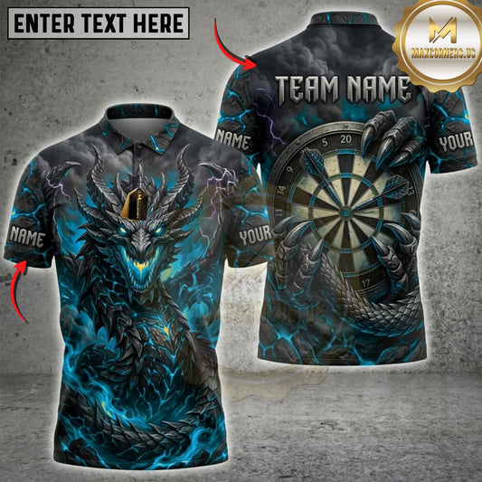 Maxcorners Darts Purple Thunder Dragon Lightning Dartboard Multicolor Customized Name, Team Name 3D Shirts ( 4 Colors )
