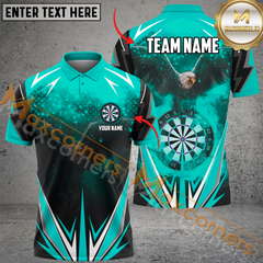 Maxcorners Darts Eagle Flame Mutilcolor Options Personalized Name, Team Name 3D Polo Shirt