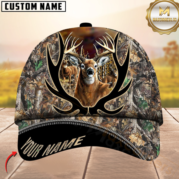 Maxcorners Hunting Deer Camouflage Multicolor Personalized Name 3D Cap